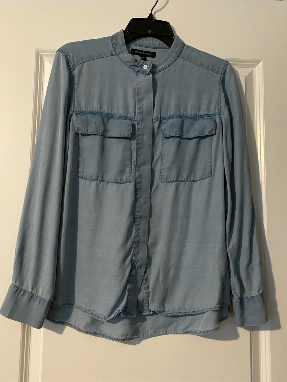 Banana Republic Light Blue Collarless Button Shirt